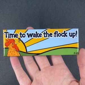 Funny Rooster Magnet, Handmade Retro Farmhouse Kitchen Decor Gift 1.5x4.5”